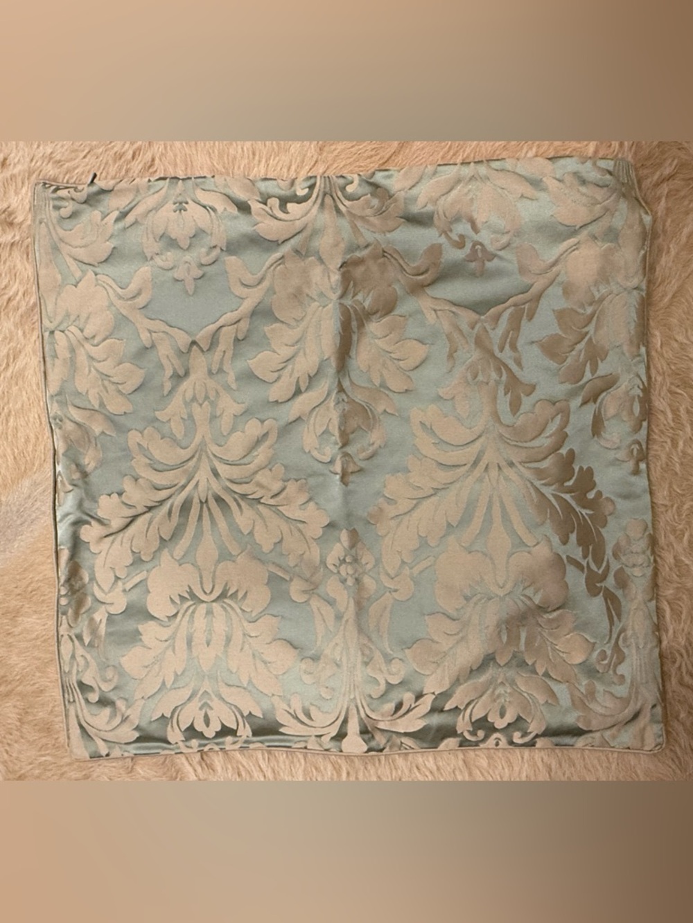 Restoration Hardware gray-blue and Taupe Damask Jacquard Pillow Cover